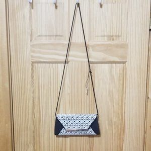 Kate Landry Black and White Embroidered clutch